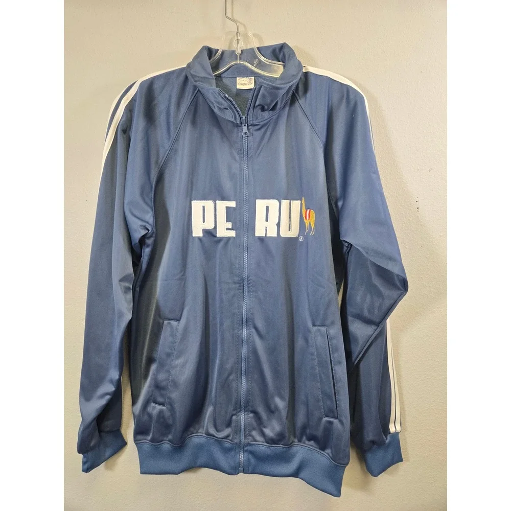 Confecciones Orquidea Peru Llama Full Zip Track Jacket Blue White Medium